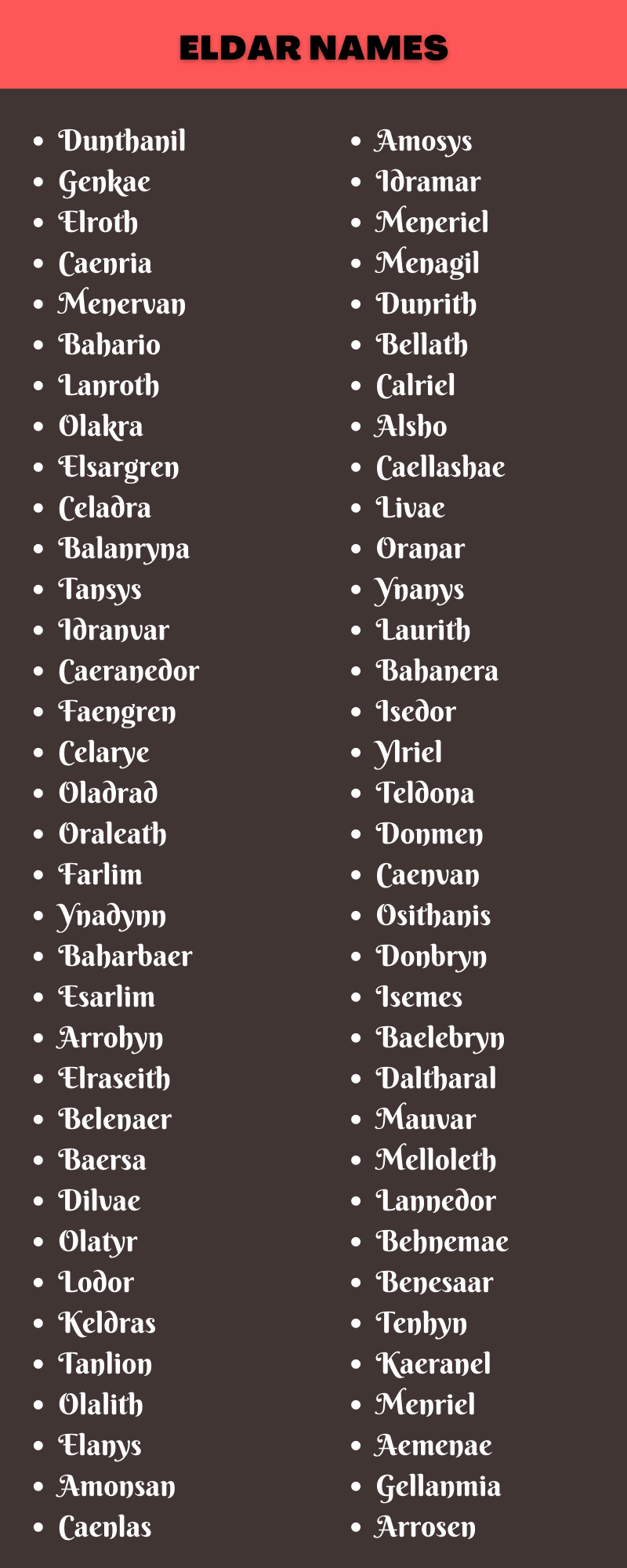 Eldar Names
