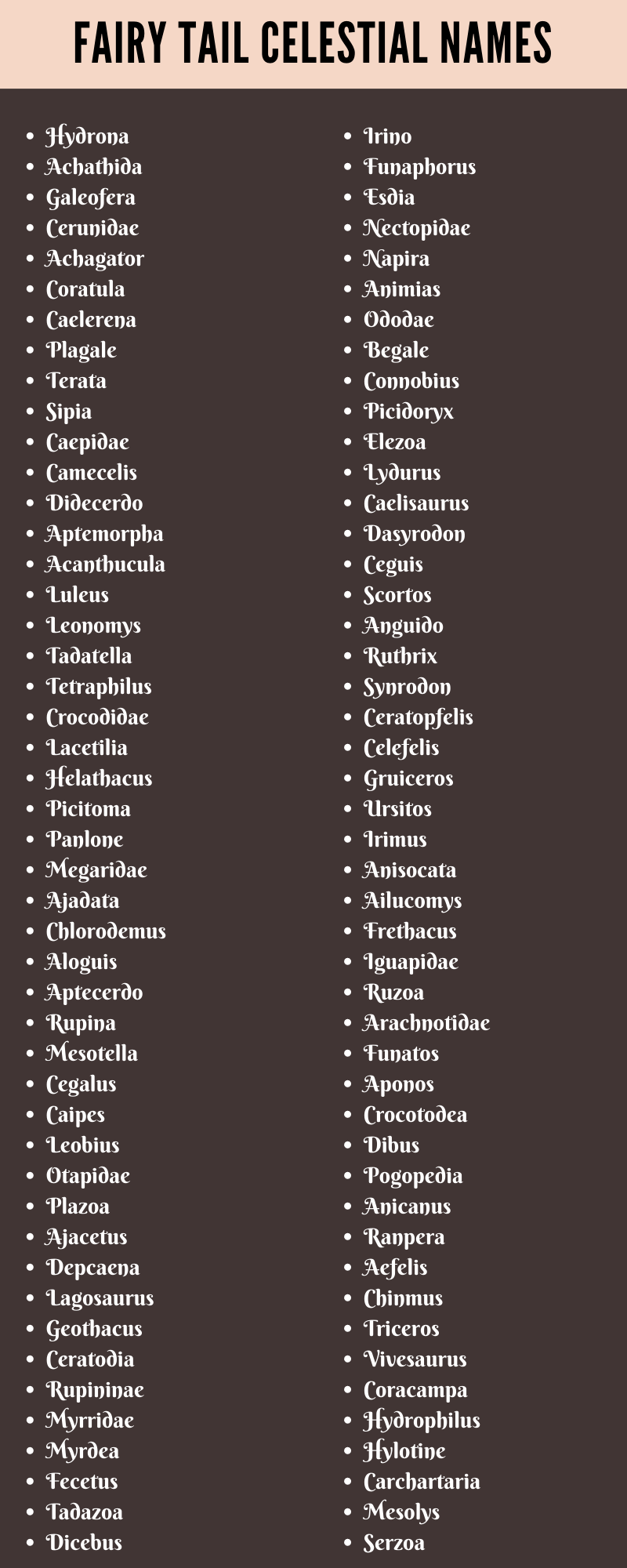 Fairy Tail Celestial Names
