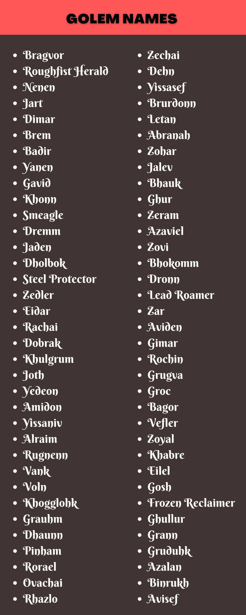 Golem Names