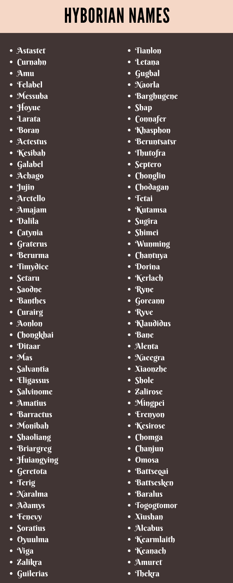 Hyborian Names
