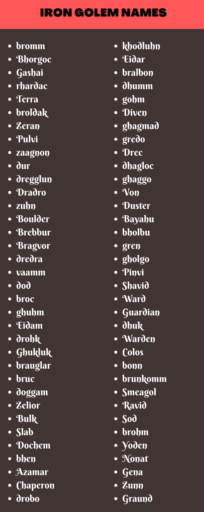 Iron Golem Names