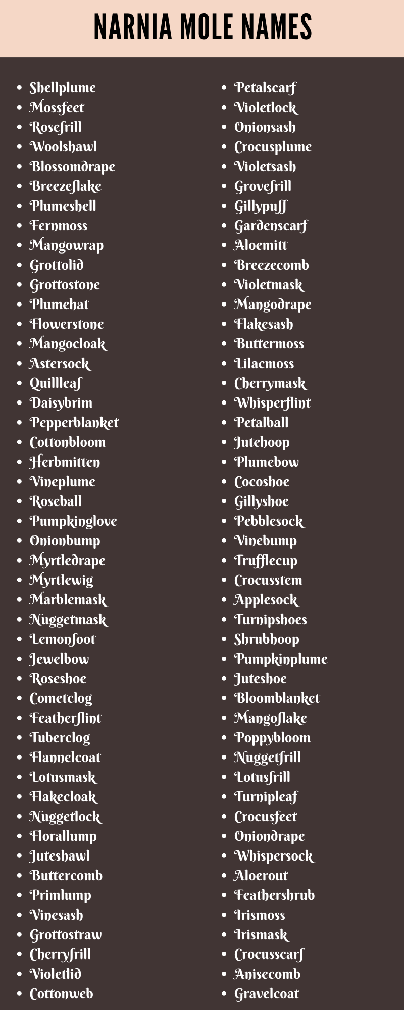 Narnia Mole Names