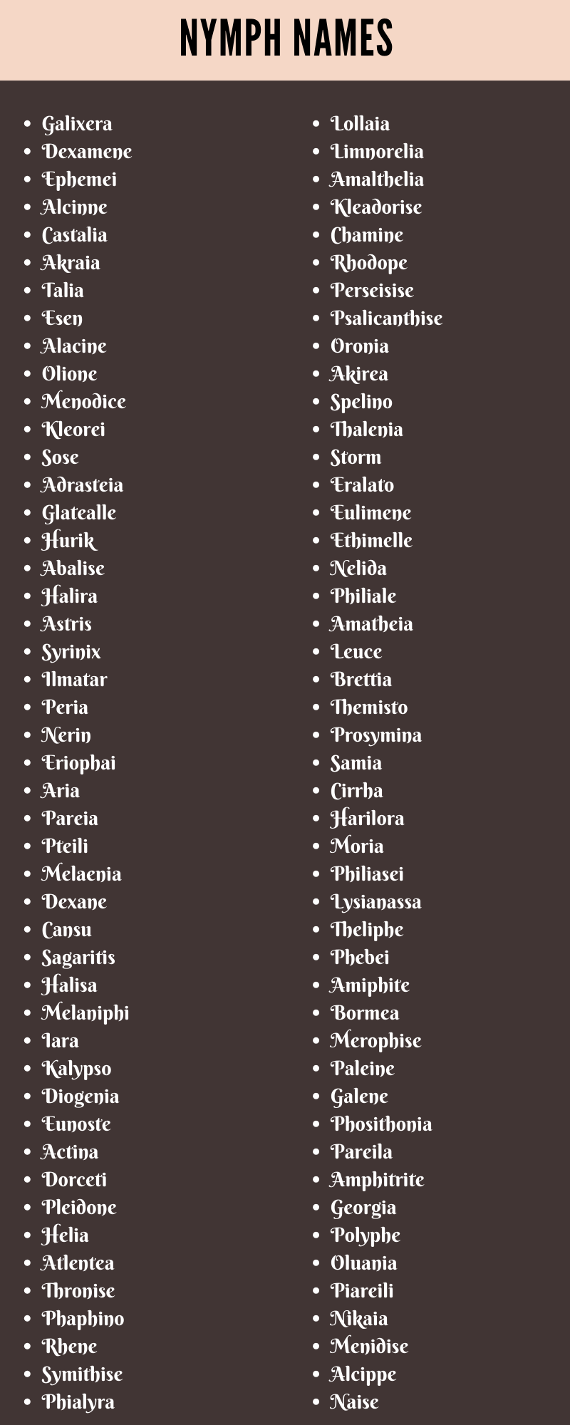 Nymph Names