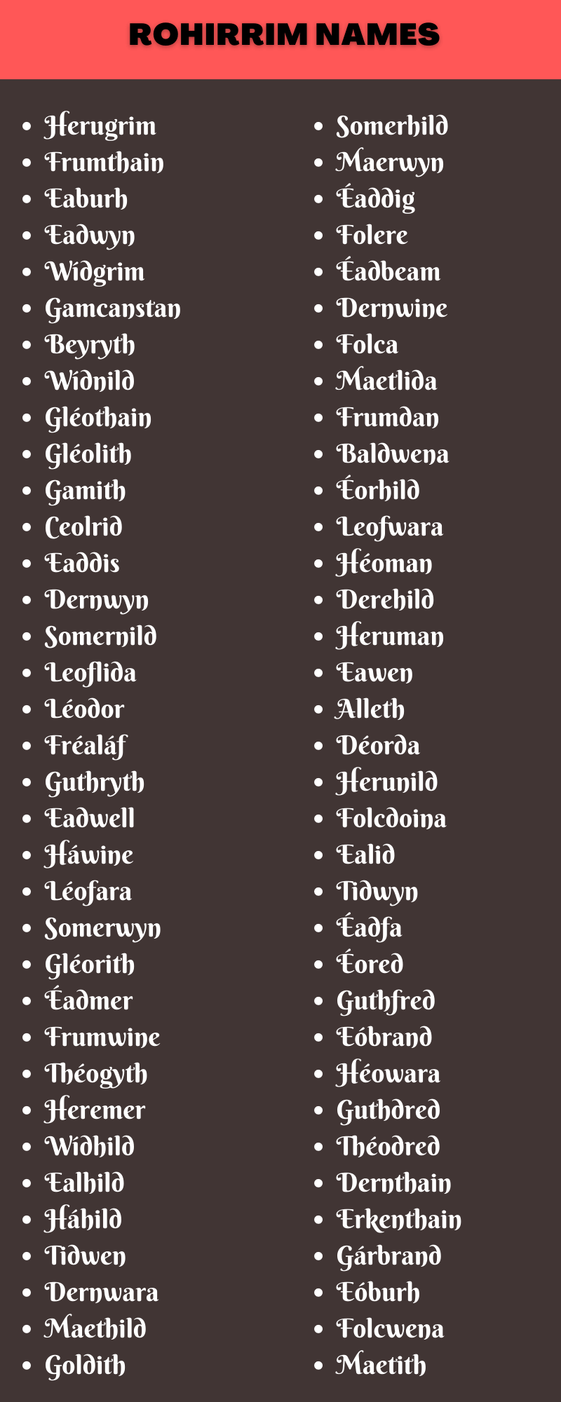 Rohirrim Names