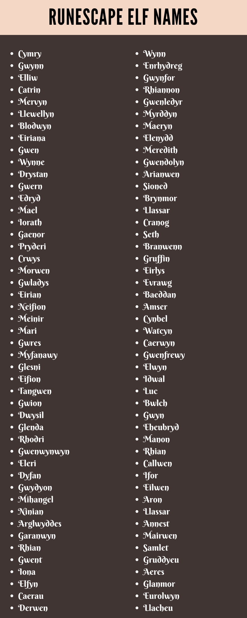  Runescape Elf Names