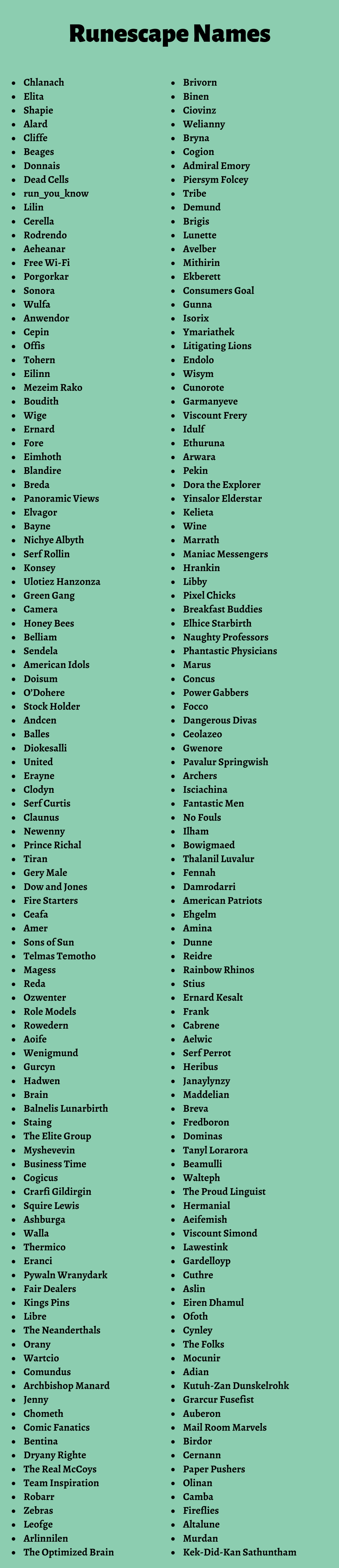 Runescape Names