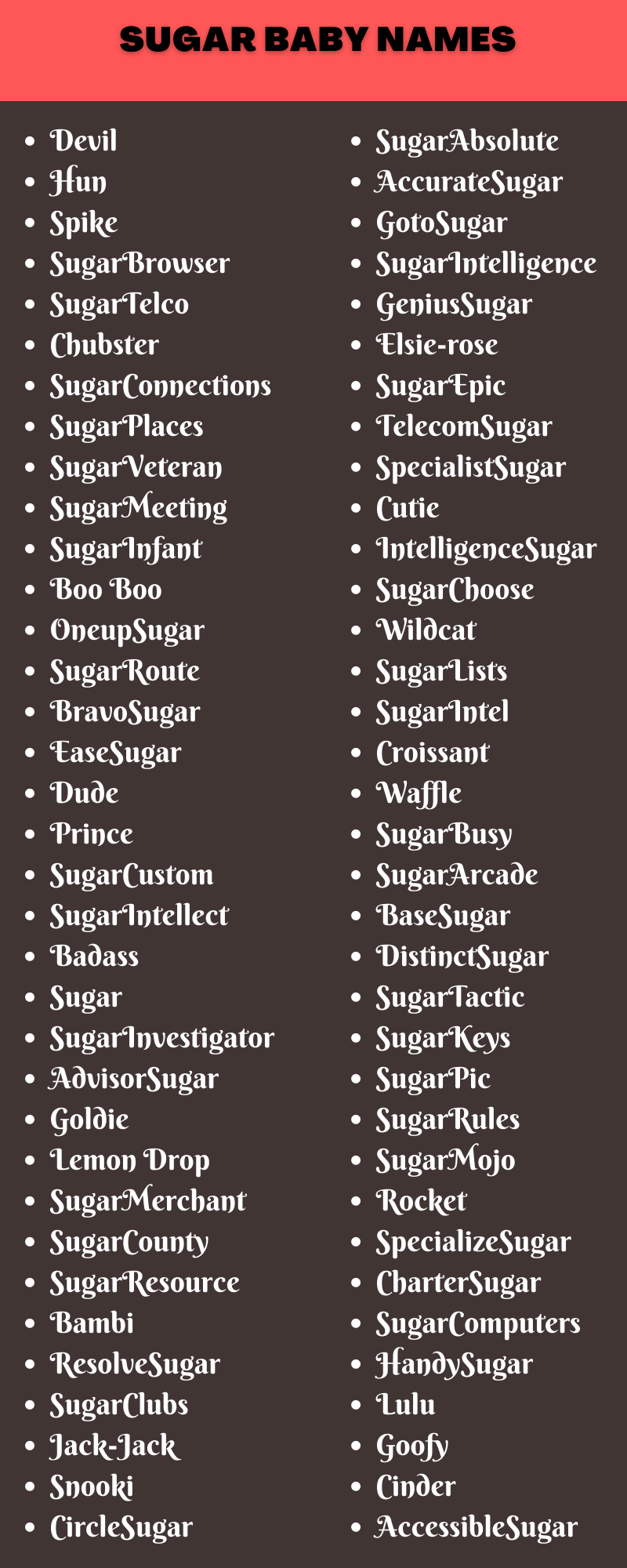 Sugar Baby Names