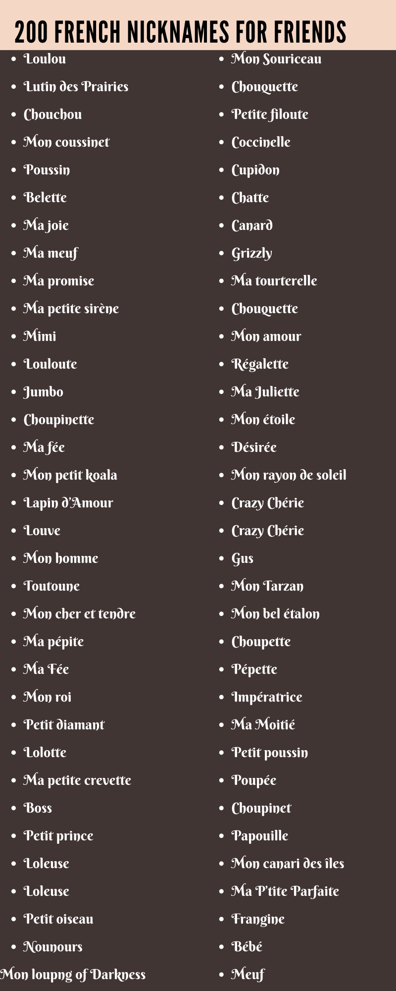 french nicknames for friends 