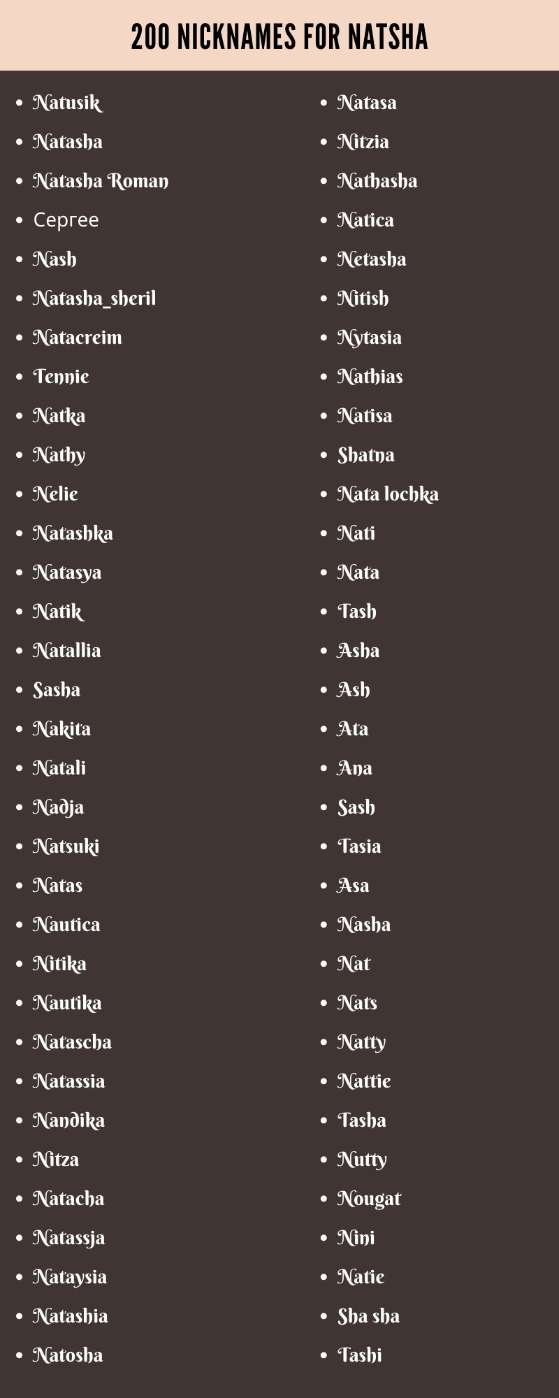  nicknames for natsha