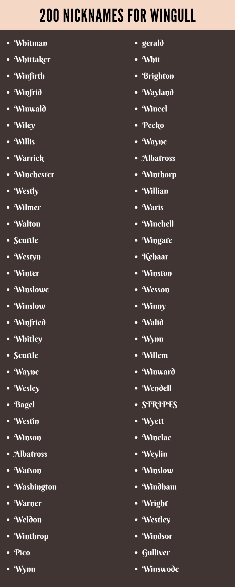 nicknames for wingull