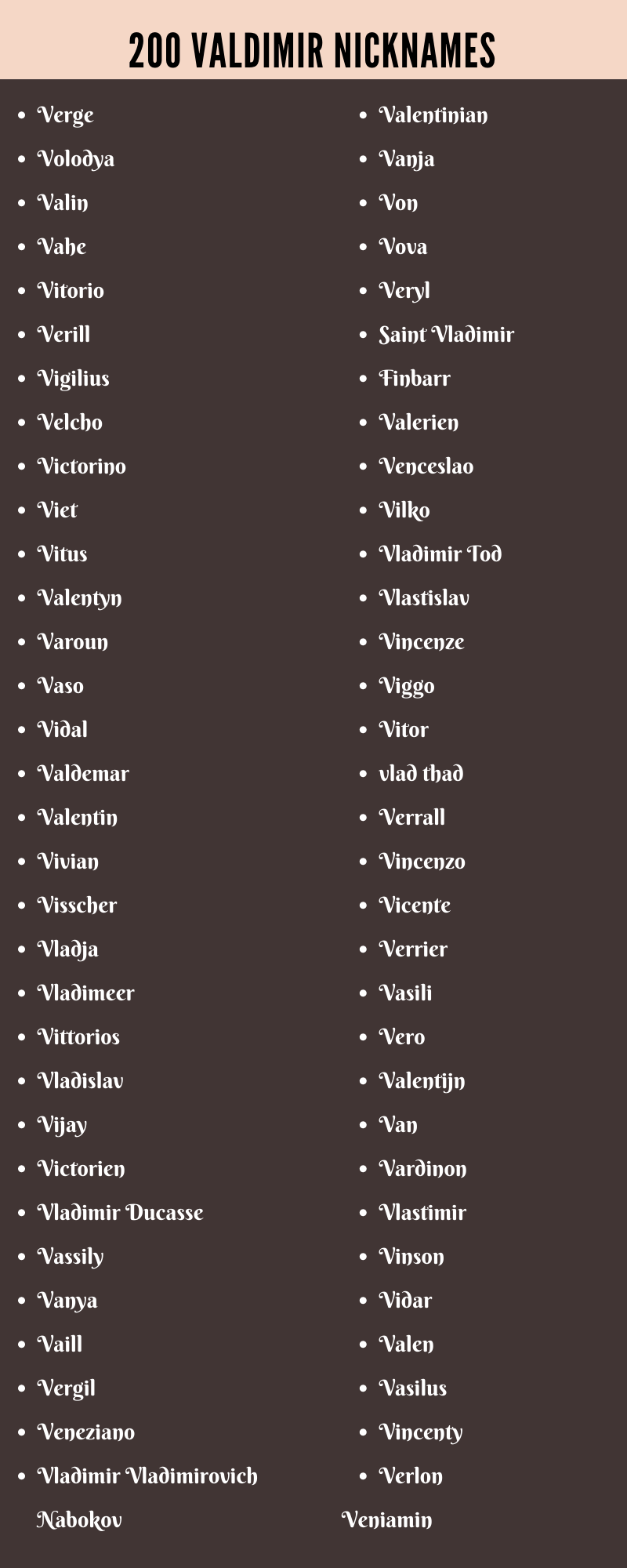 valdimir nicknames