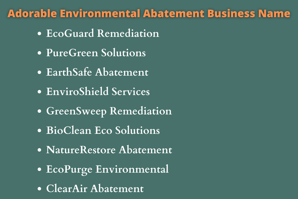 Environmental Abatement Business Names