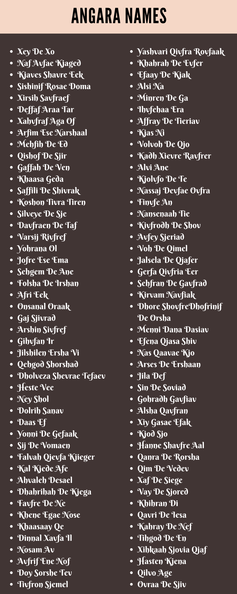 Angara Names