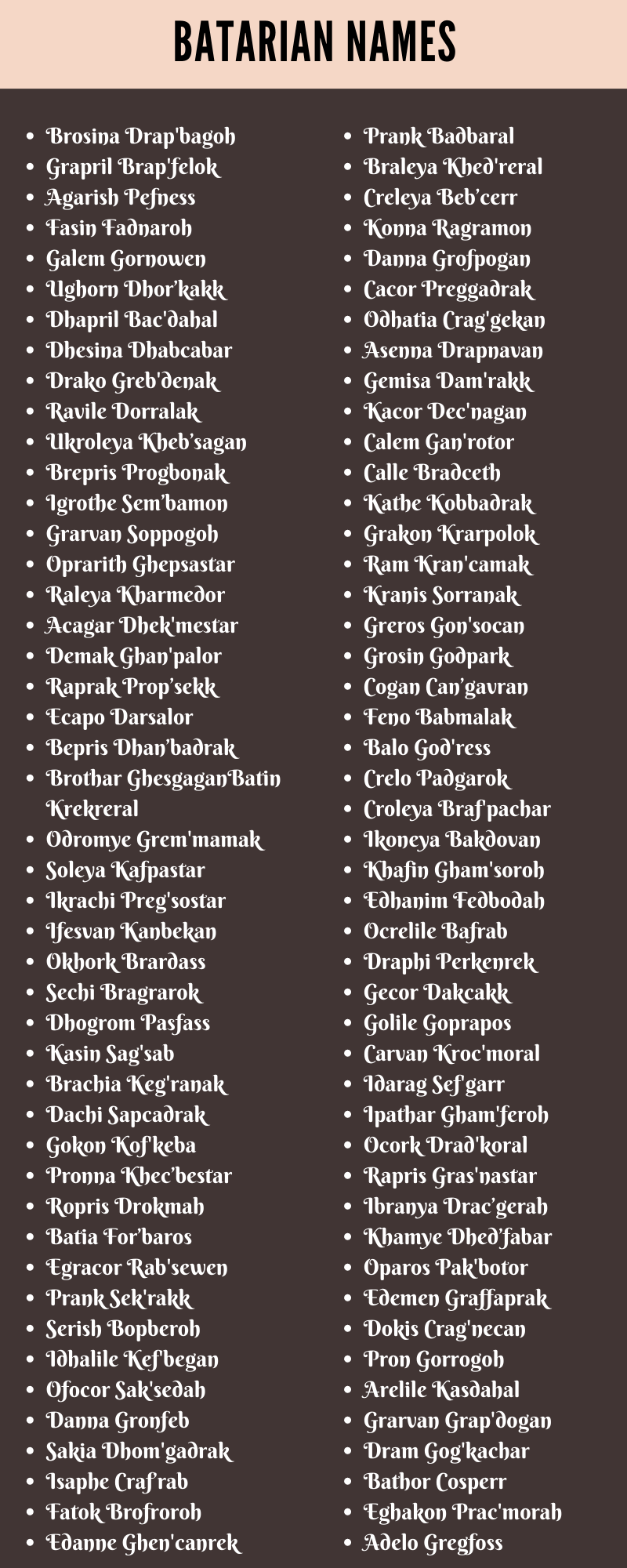 Batarian Names