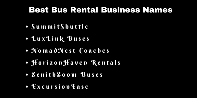 Bus Rental Business Names