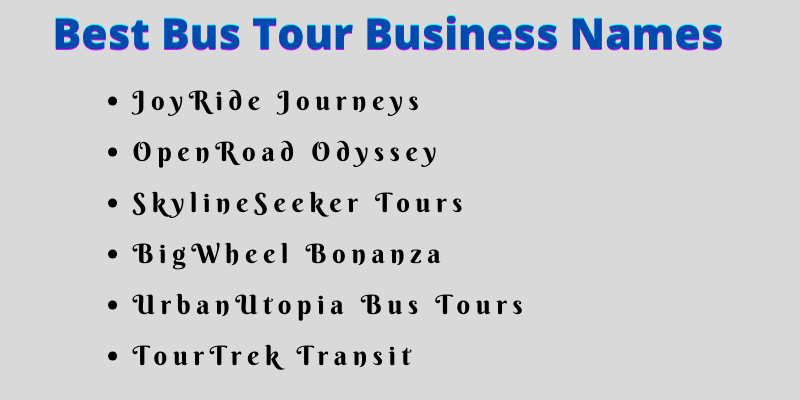 Bus Tour Business Names