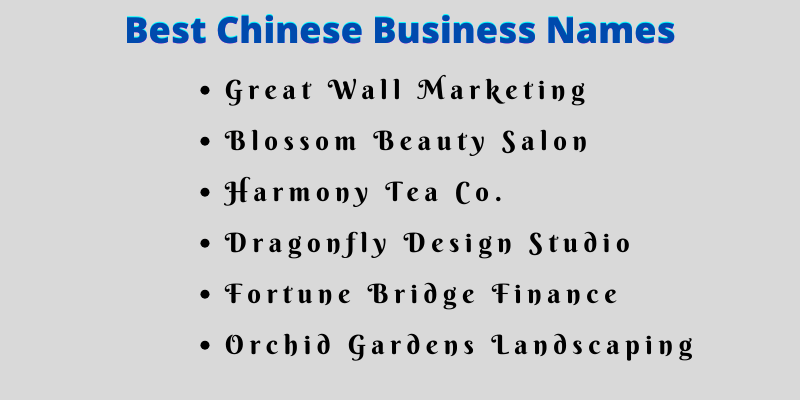 Chinese Business Names
