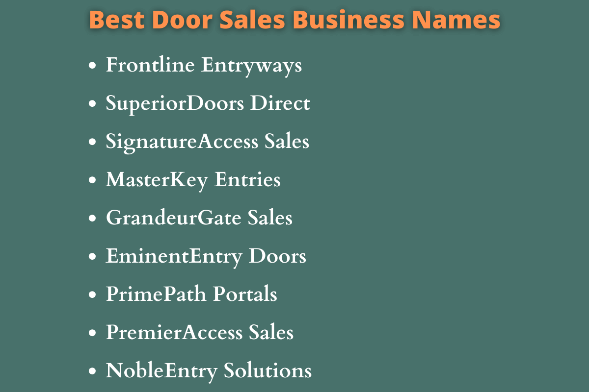Door Sales Business Names