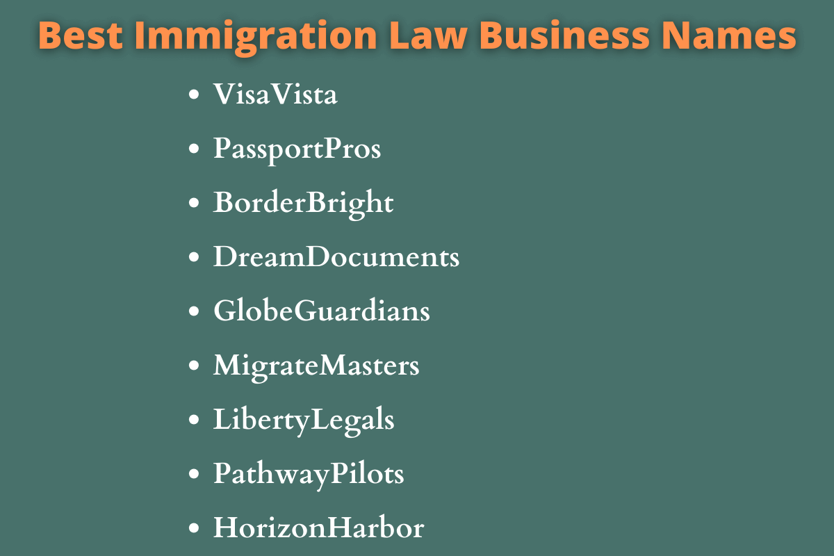 Immigration Law Business Names