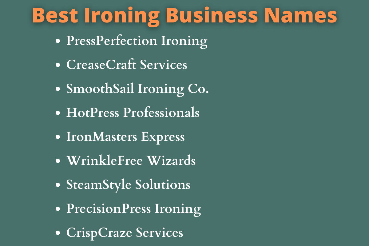 Ironing Business Names