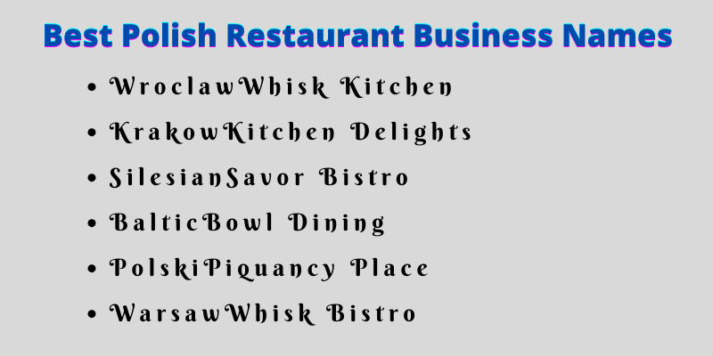 Polish Restaurant Business Names