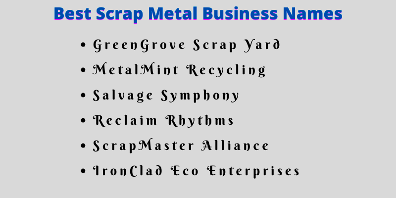 Scrap Metal Business Names