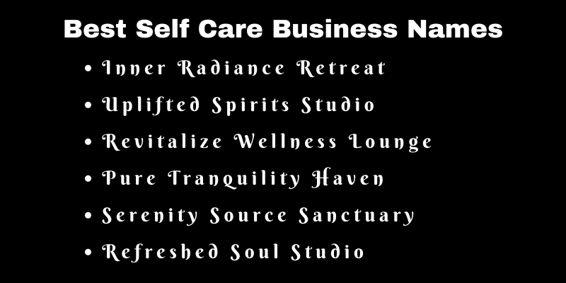 Self Care Business Names