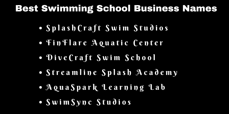 Swimming School Business Names