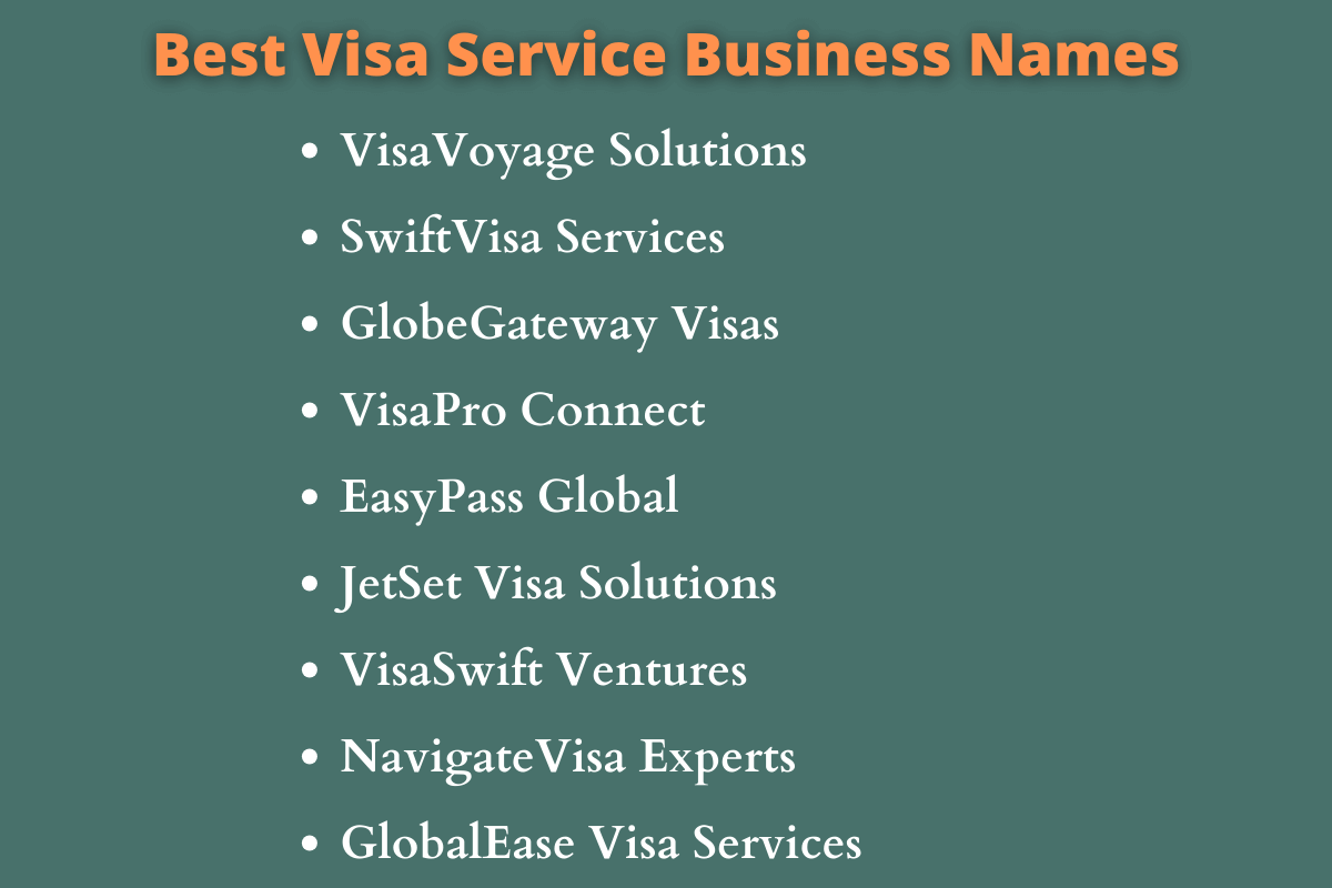 Visa Service Business Names