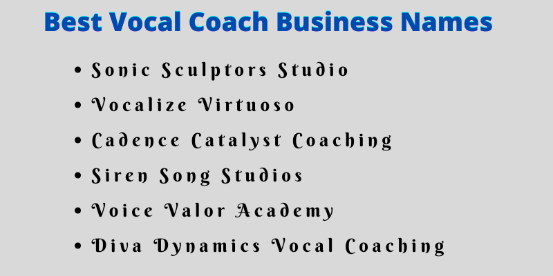 Vocal Coach Business Names