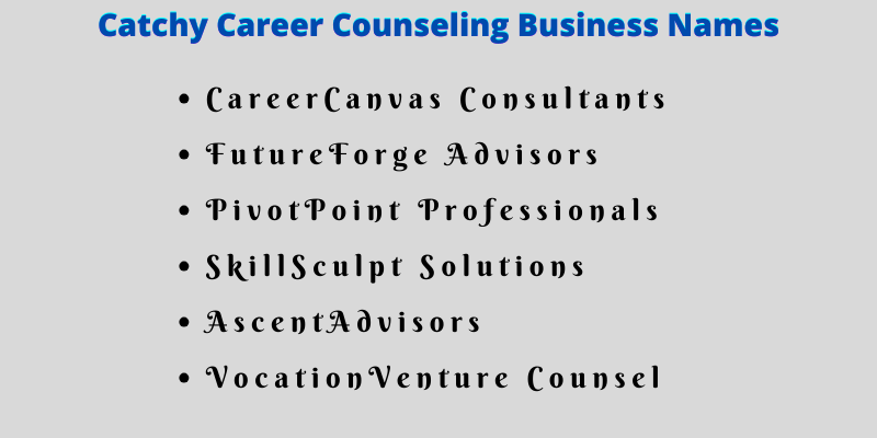 Career Counseling Business Names