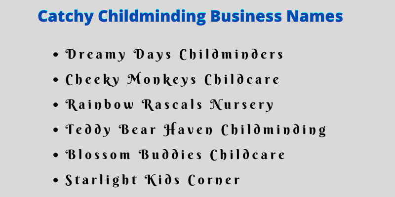 Childminding Business Names