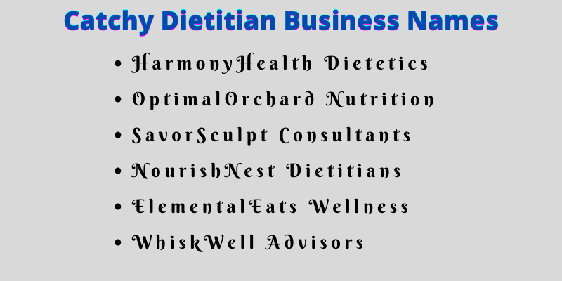 Dietitian Business Names