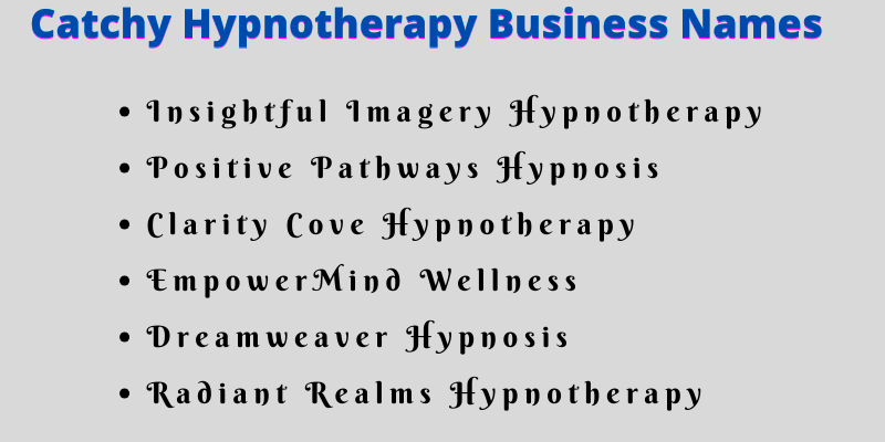 Hypnotherapy Business Names