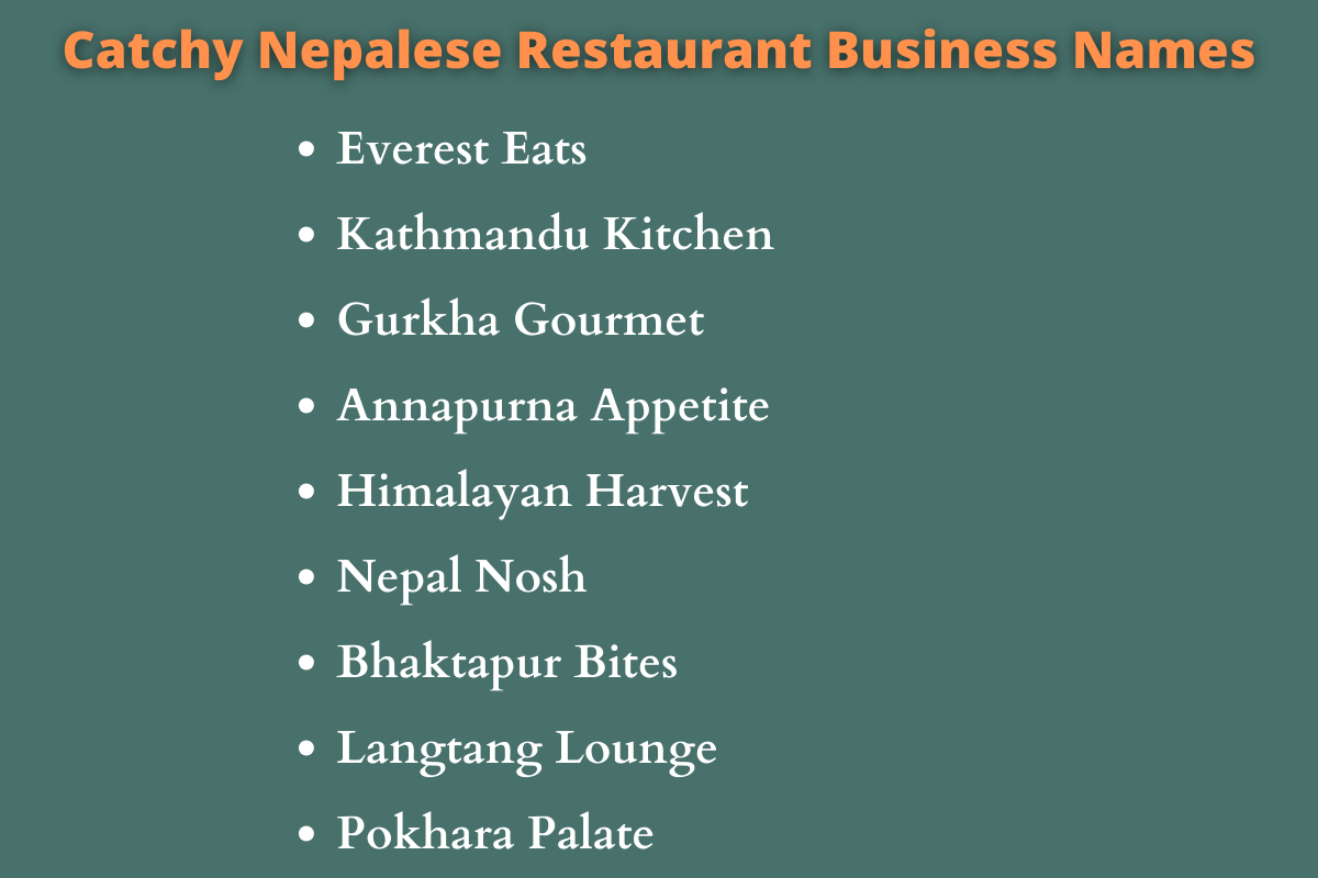Nepalese Restaurant Business Names