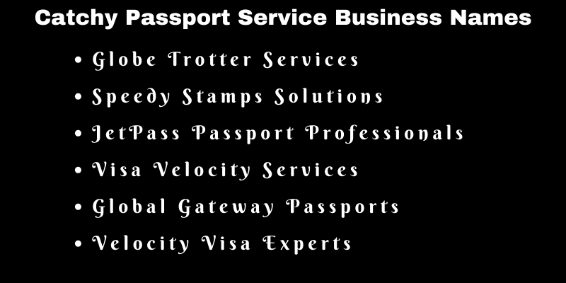 Passport Service Business Names