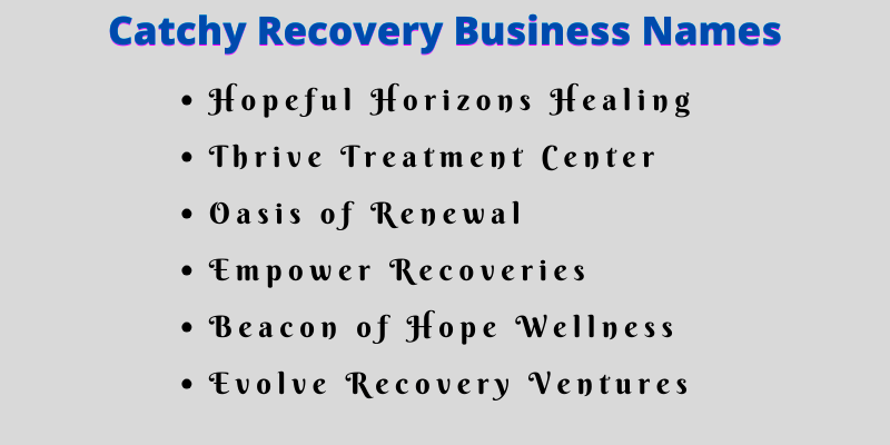 Recovery Business Names