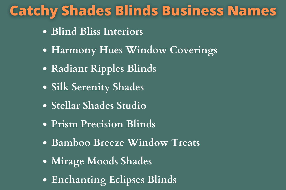 Shades Blinds Business Names