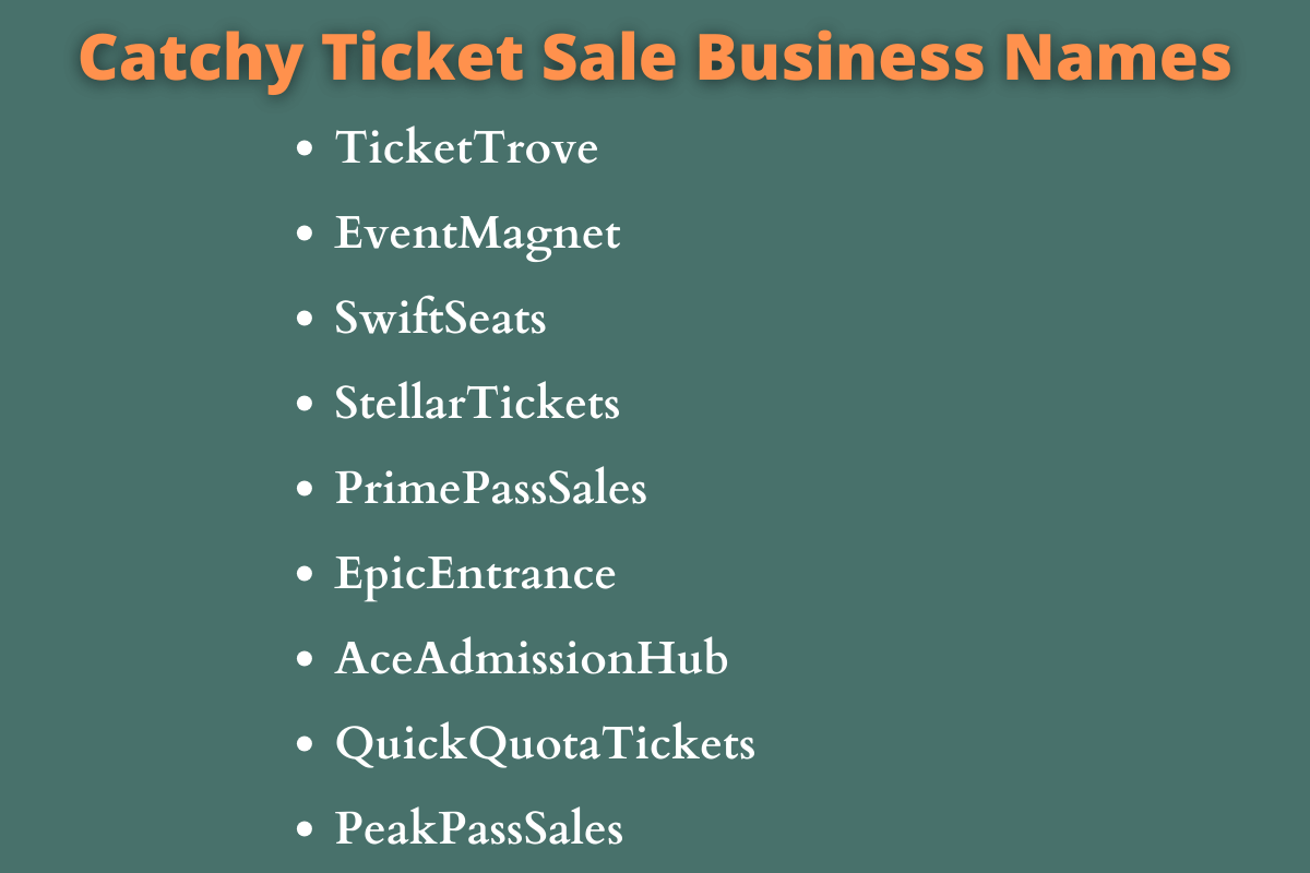 Ticket Sale Business Names