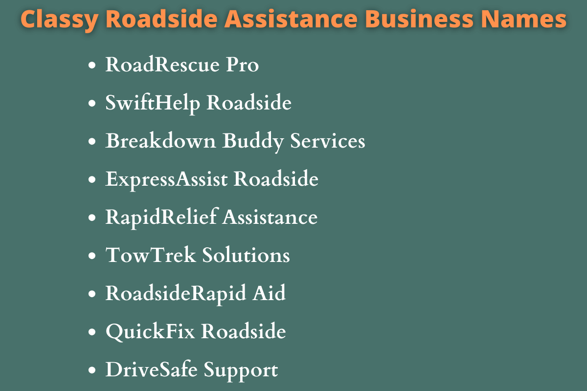Roadside Assistance Business Names
