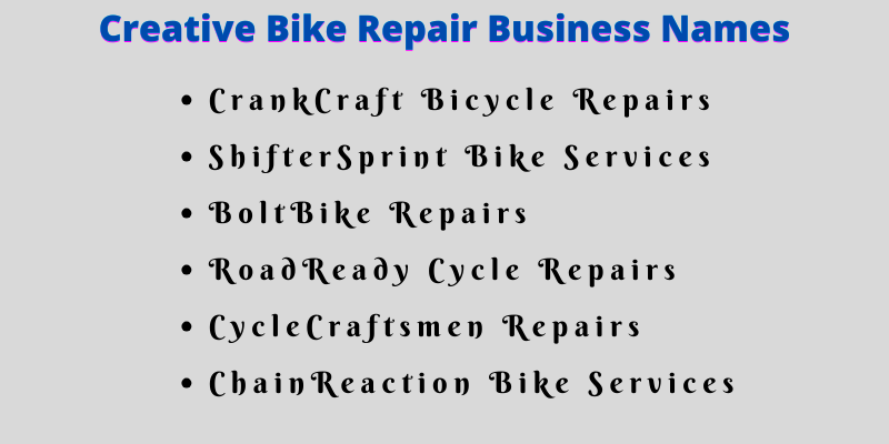 Bike Repair Business Names