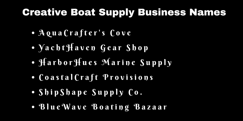 Boat Supply Business Names
