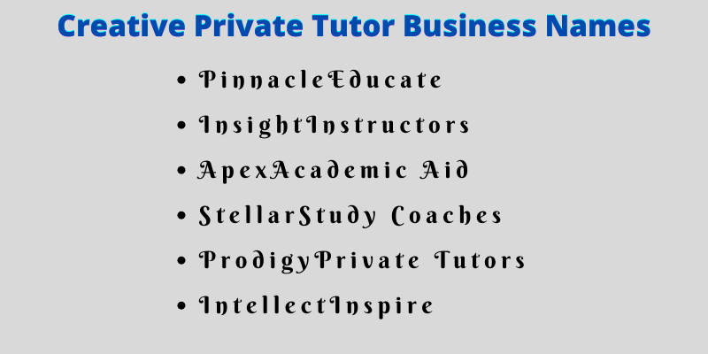 Private Tutor Business Names