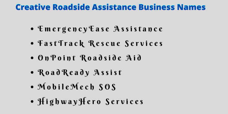 Roadside Assistance Business Names