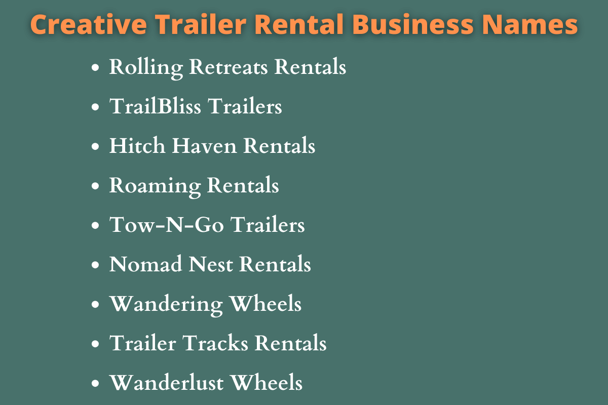 Trailer Rental Business Names