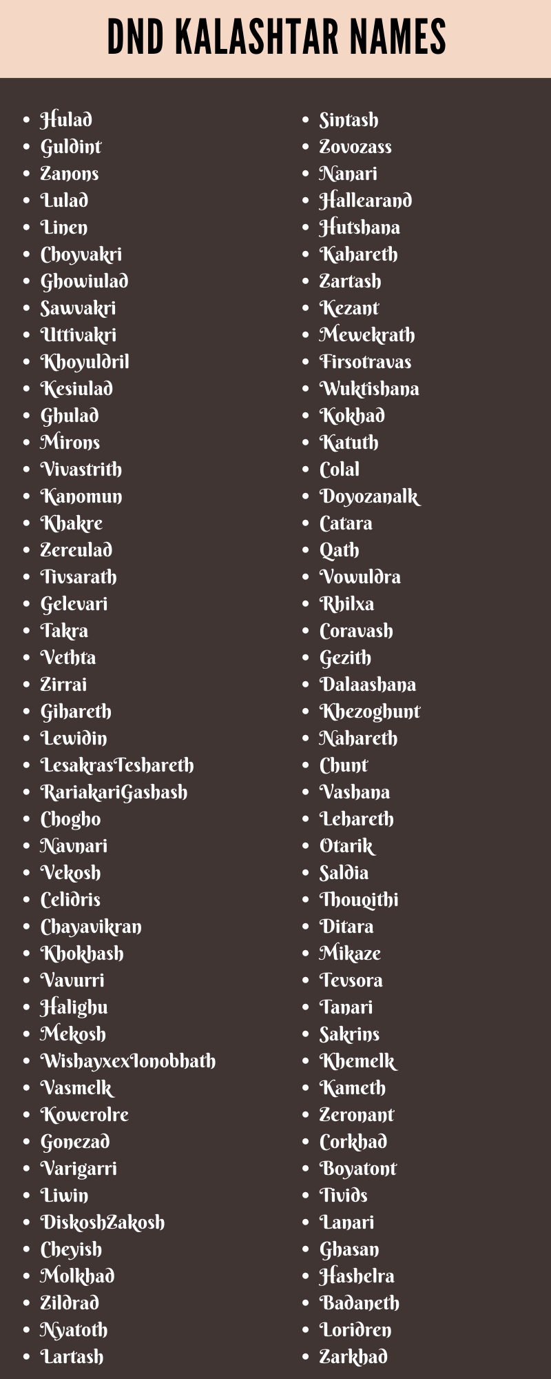 Dnd Kalashtar Names