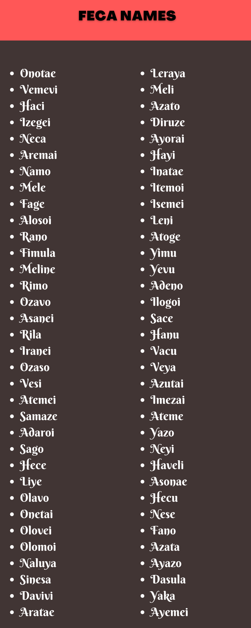 Feca Names