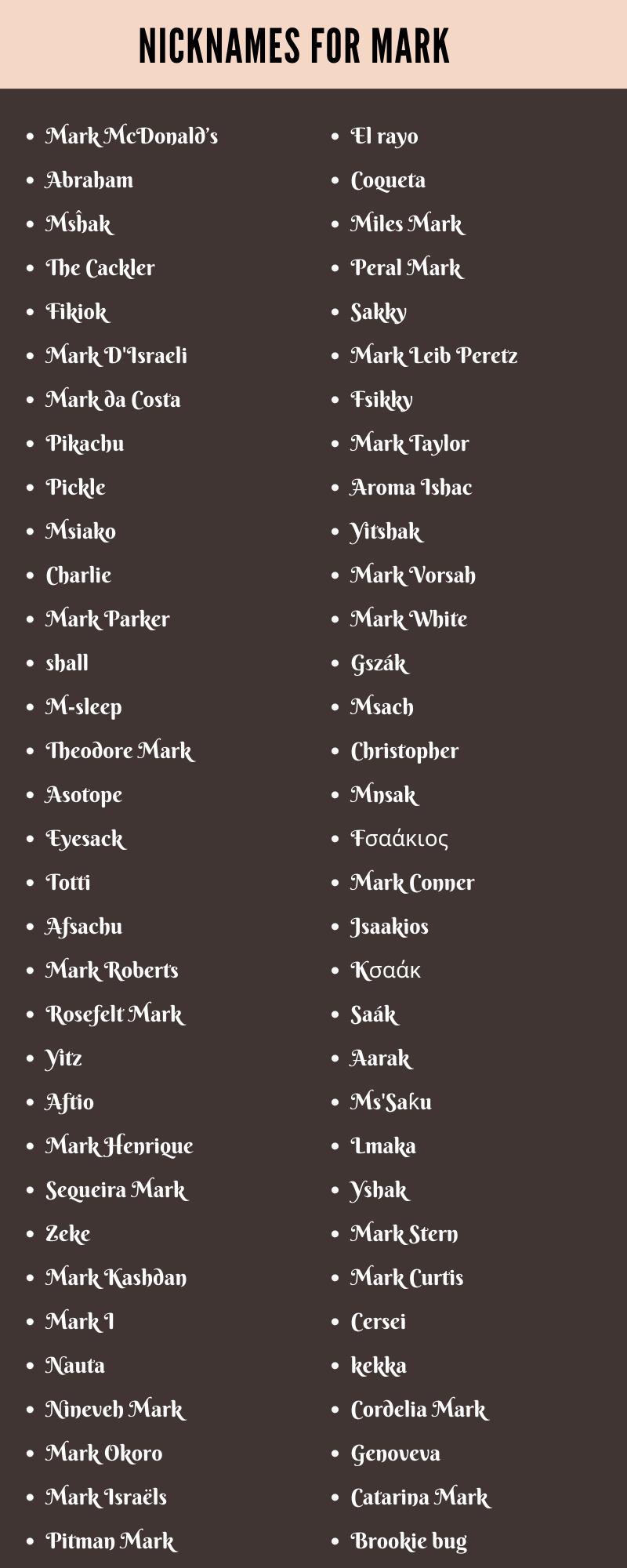 Nicknames For Mark