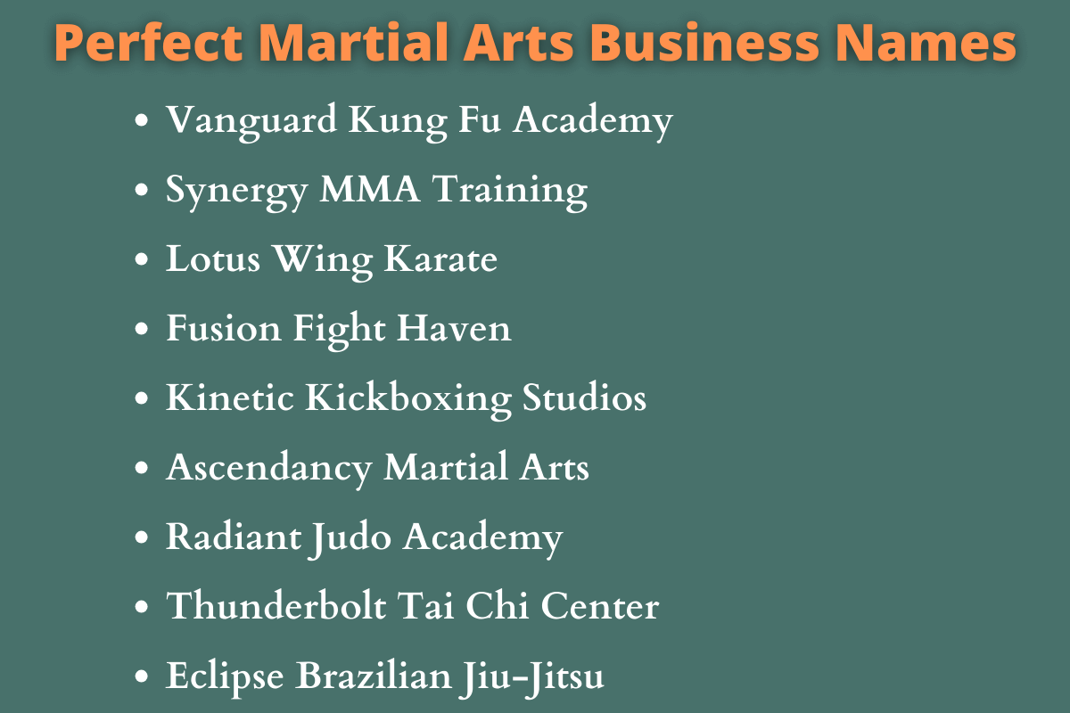 Martial Arts Business Names