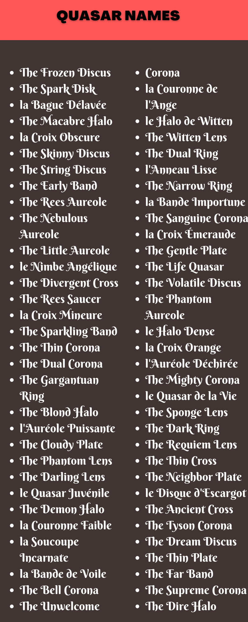 400 Inspiring Quasar Names That You Will Like